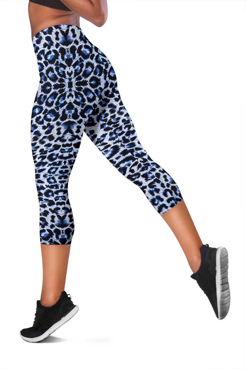 Leopard Blue Skin Print Women Capris
