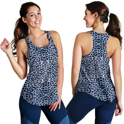 Leopard Blue Skin Print Women Racerback Tank Top