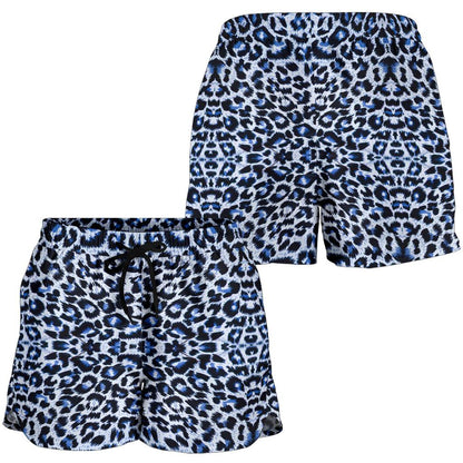 Leopard Blue Skin Print Women Shorts-JTAMIGO.COM
