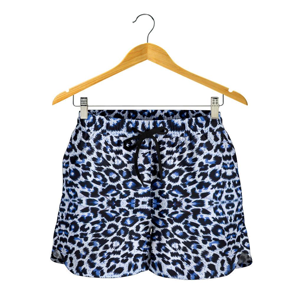 Leopard Blue Skin Print Women Shorts-JTAMIGO.COM