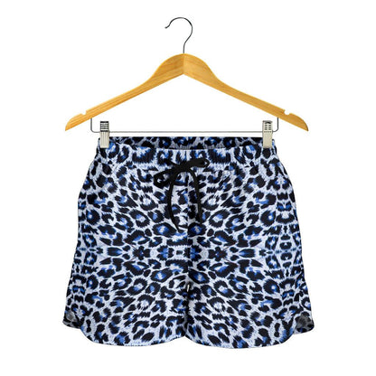 Leopard Blue Skin Print Women Shorts-JTAMIGO.COM