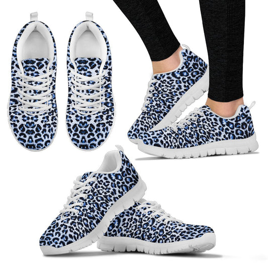 Leopard Blue Skin Print Women Sneakers Shoes