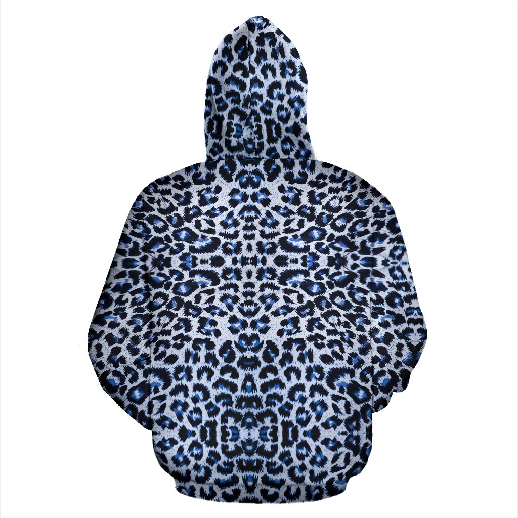 Leopard Blue Skin Print Zip Up Hoodie