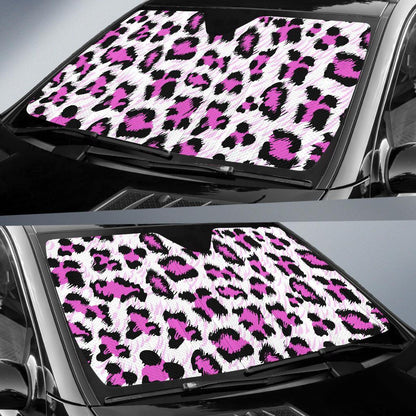 Leopard Pink Skin Print Car Sun Shade For Windshield