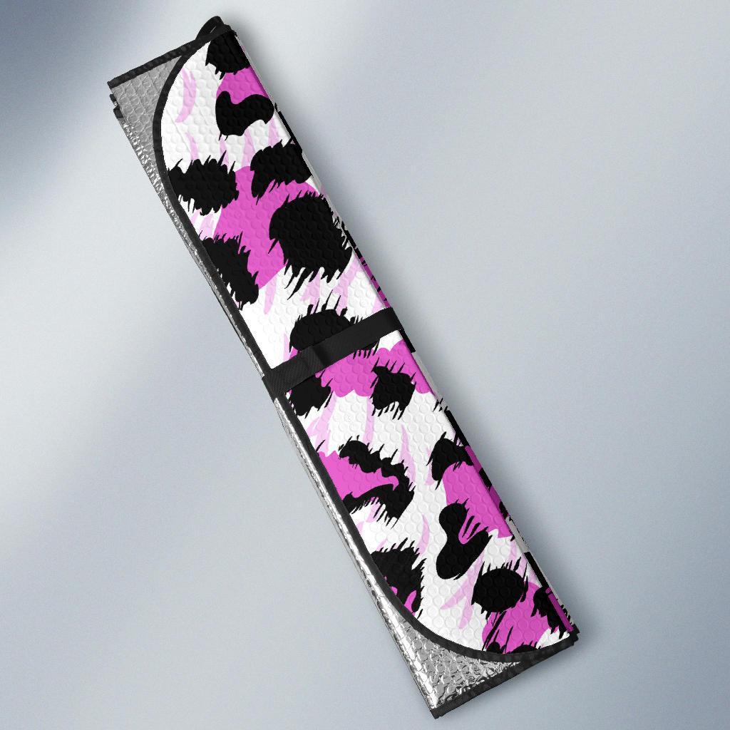 Leopard Pink Skin Print Car Sun Shade For Windshield