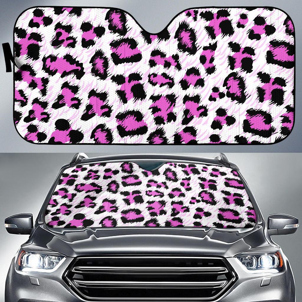 Leopard Pink Skin Print Car Sun Shade For Windshield