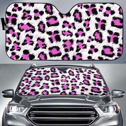 Leopard Pink Skin Print Car Sun Shade For Windshield