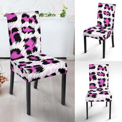Leopard Pink Skin Print Dining Chair Slipcover-JTAMIGO.COM