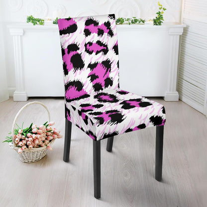 Leopard Pink Skin Print Dining Chair Slipcover-JTAMIGO.COM