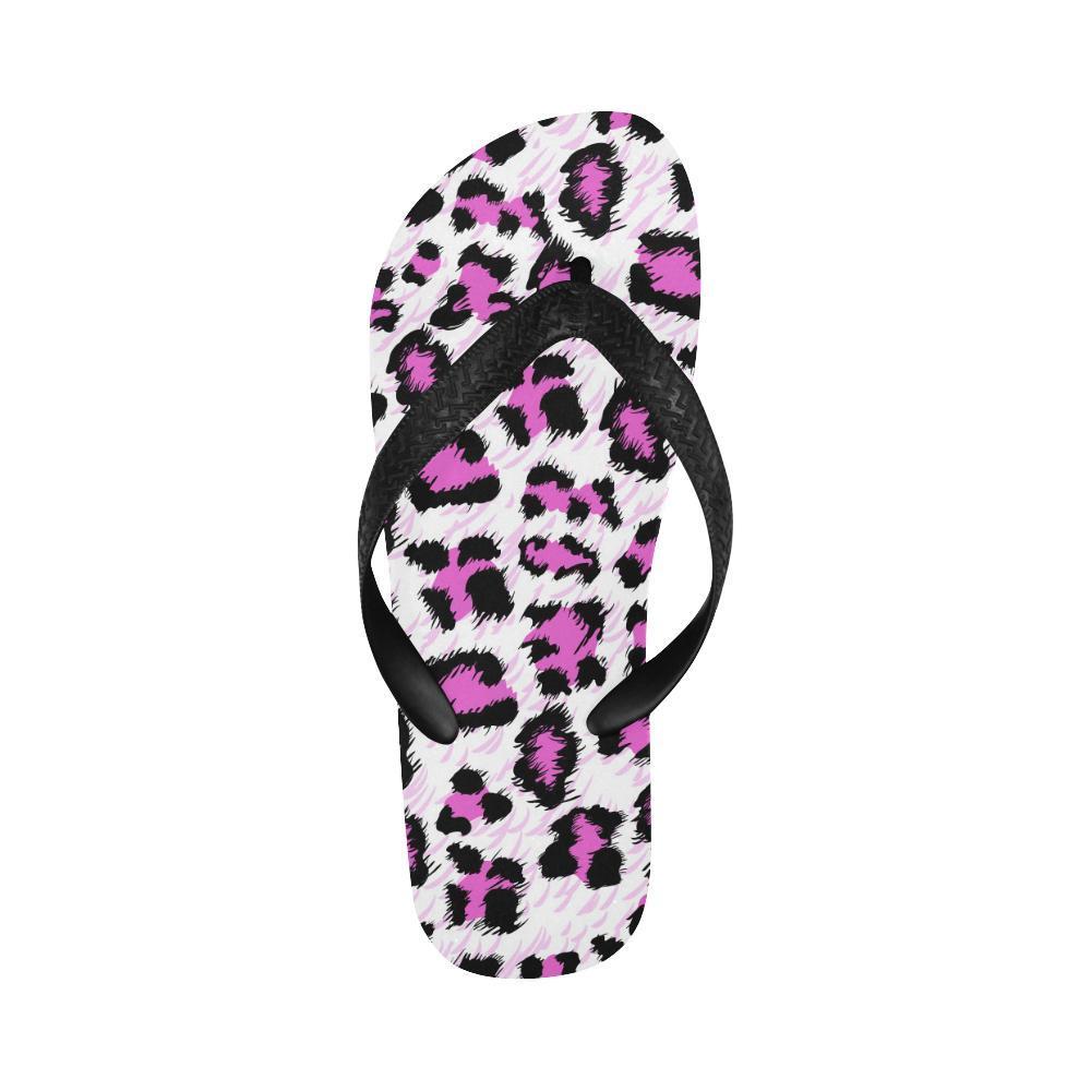 Leopard Pink Skin Print Flip Flops-JTAMIGO.COM