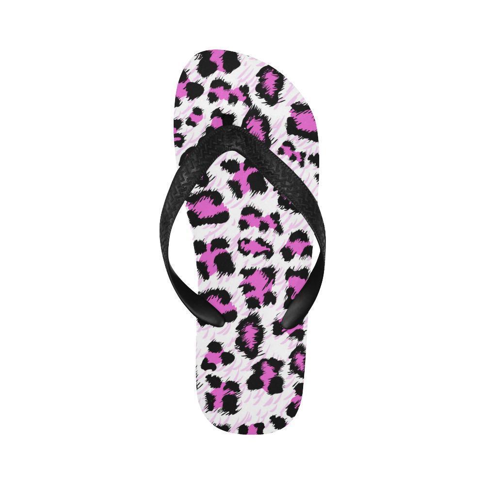 Leopard Pink Skin Print Flip Flops-JTAMIGO.COM