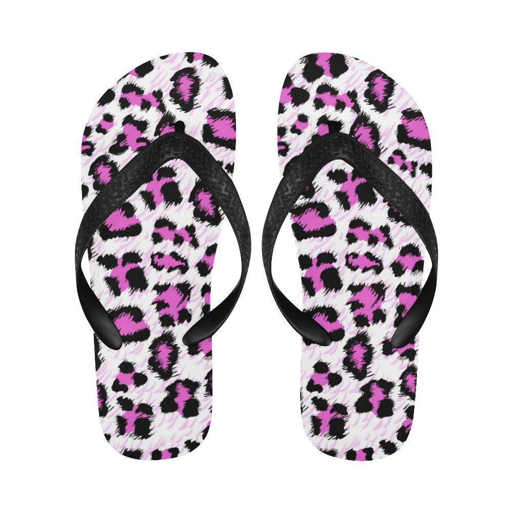 Leopard Pink Skin Print Flip Flops-JTAMIGO.COM