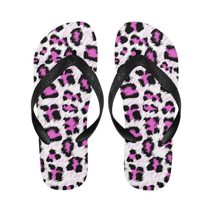 Leopard Pink Skin Print Flip Flops-JTAMIGO.COM