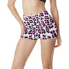 Leopard Pink Skin Print High Waisted Spandex Shorts-JTAMIGO.COM