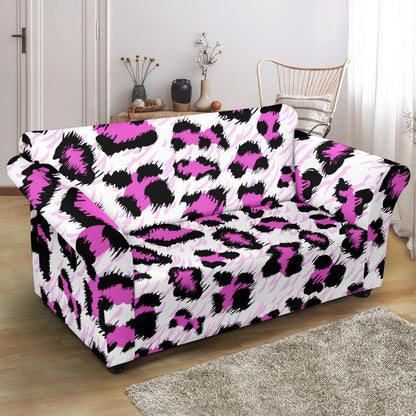 Leopard Pink Skin Print Loveseat Slipcover-JTAMIGO.COM