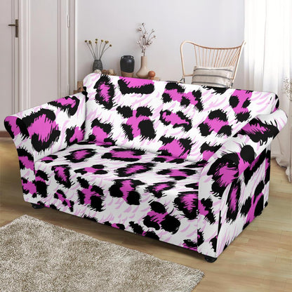 Leopard Pink Skin Print Loveseat Slipcover-JTAMIGO.COM