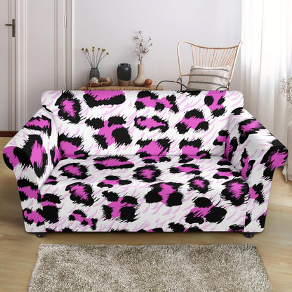 Leopard Pink Skin Print Loveseat Slipcover-JTAMIGO.COM