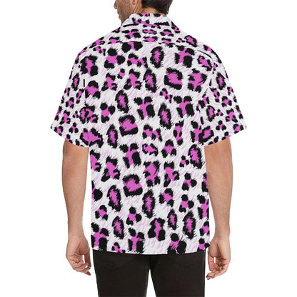 Leopard Pink Skin Print Men Aloha Hawaiian Shirt
