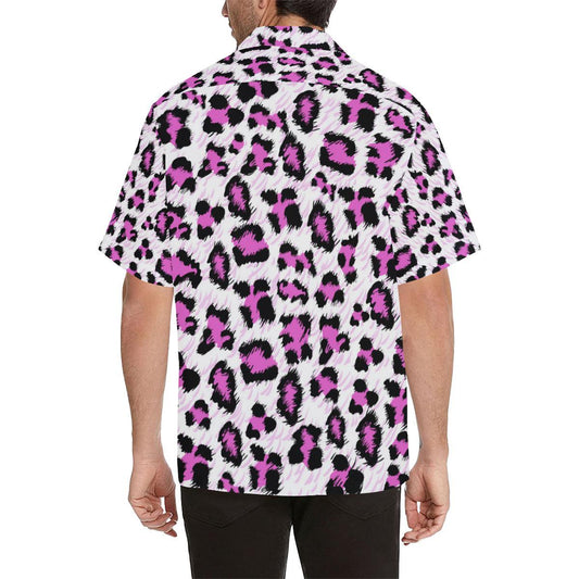 Leopard Pink Skin Print Men Aloha Hawaiian Shirt