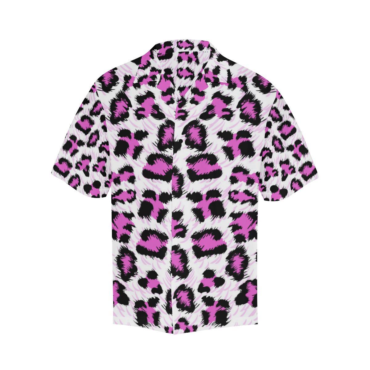 Leopard Pink Skin Print Men Aloha Hawaiian Shirt
