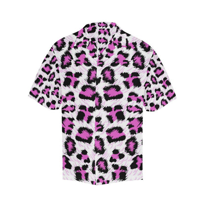 Leopard Pink Skin Print Men Aloha Hawaiian Shirt