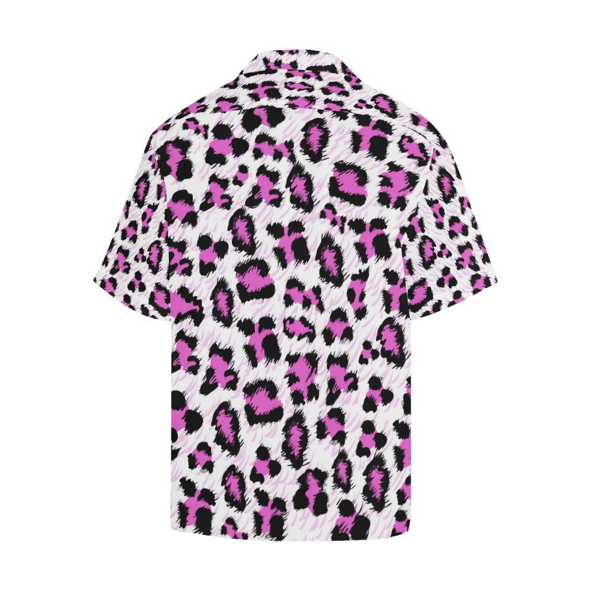Leopard Pink Skin Print Men Aloha Hawaiian Shirt
