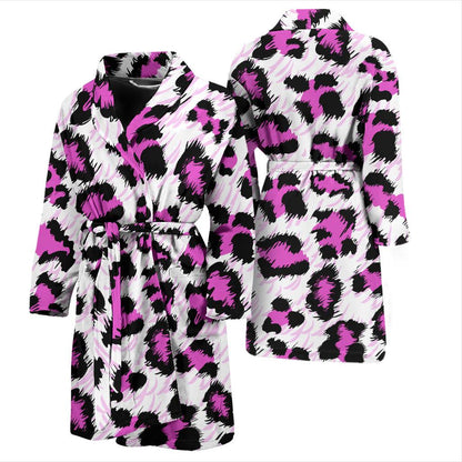 Leopard Pink Skin Print Men Bath Robe-JTAMIGO.COM