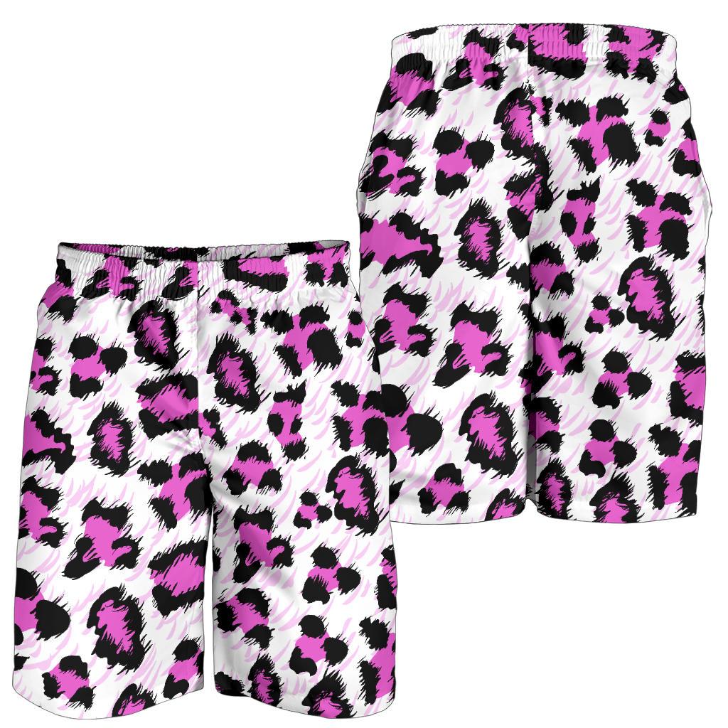 Leopard Pink Skin Print Mens Shorts-JTAMIGO.COM