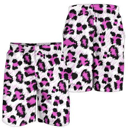 Leopard Pink Skin Print Mens Shorts-JTAMIGO.COM