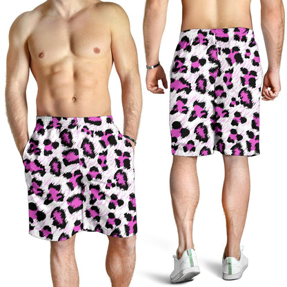 Leopard Pink Skin Print Mens Shorts-JTAMIGO.COM