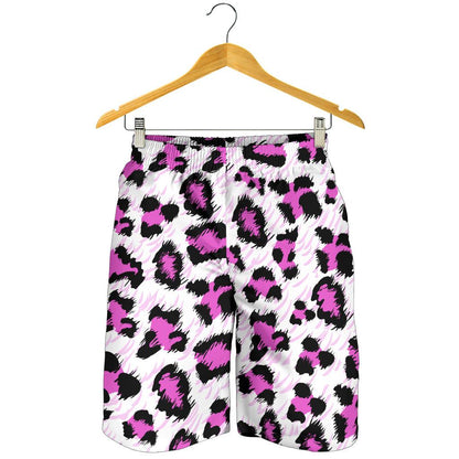 Leopard Pink Skin Print Mens Shorts-JTAMIGO.COM