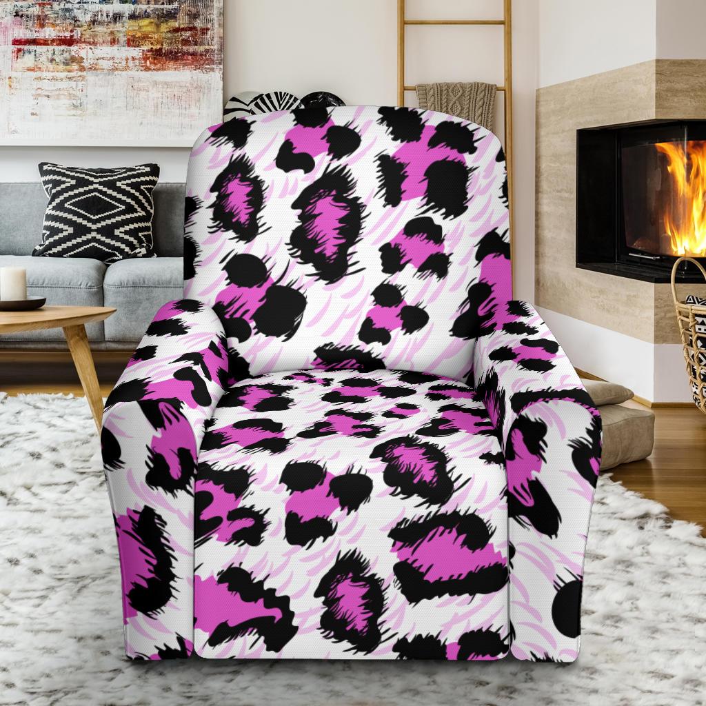 Leopard Pink Skin Print Single Sofa Slipcover -JTAMIGO.COM