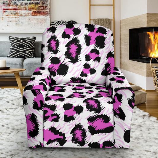 Leopard Pink Skin Print Single Sofa Slipcover -JTAMIGO.COM