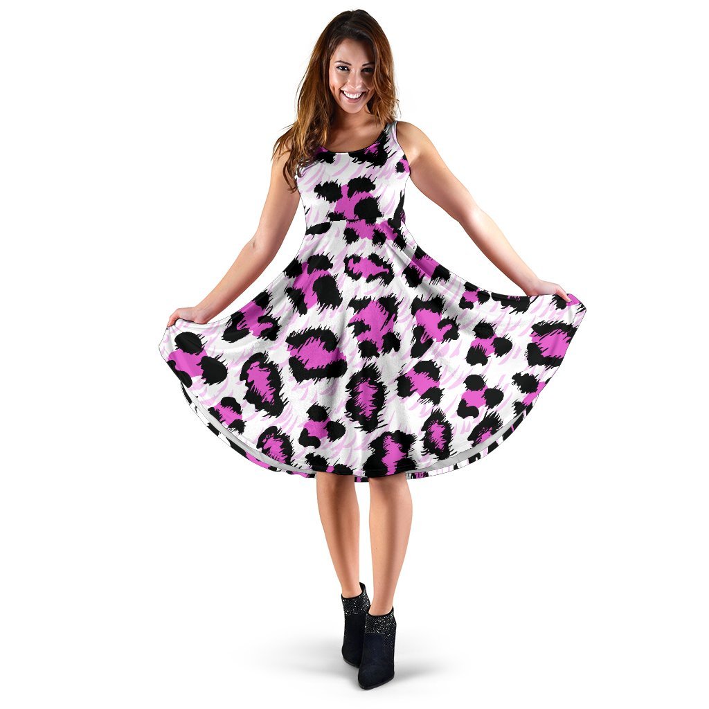 Leopard Pink Skin Print Sleeveless Dress