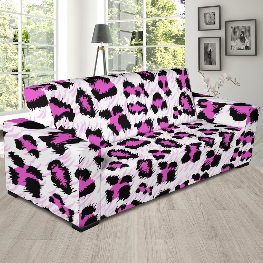 Leopard Pink Skin Print Sofa Slipcover-JTAMIGO.COM