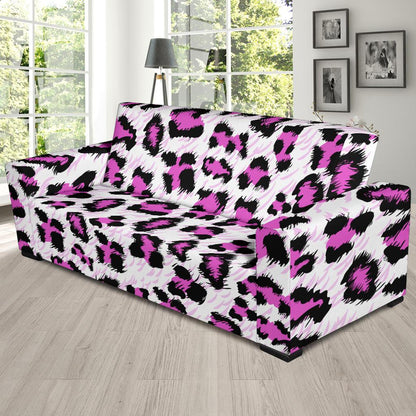 Leopard Pink Skin Print Sofa Slipcover-JTAMIGO.COM