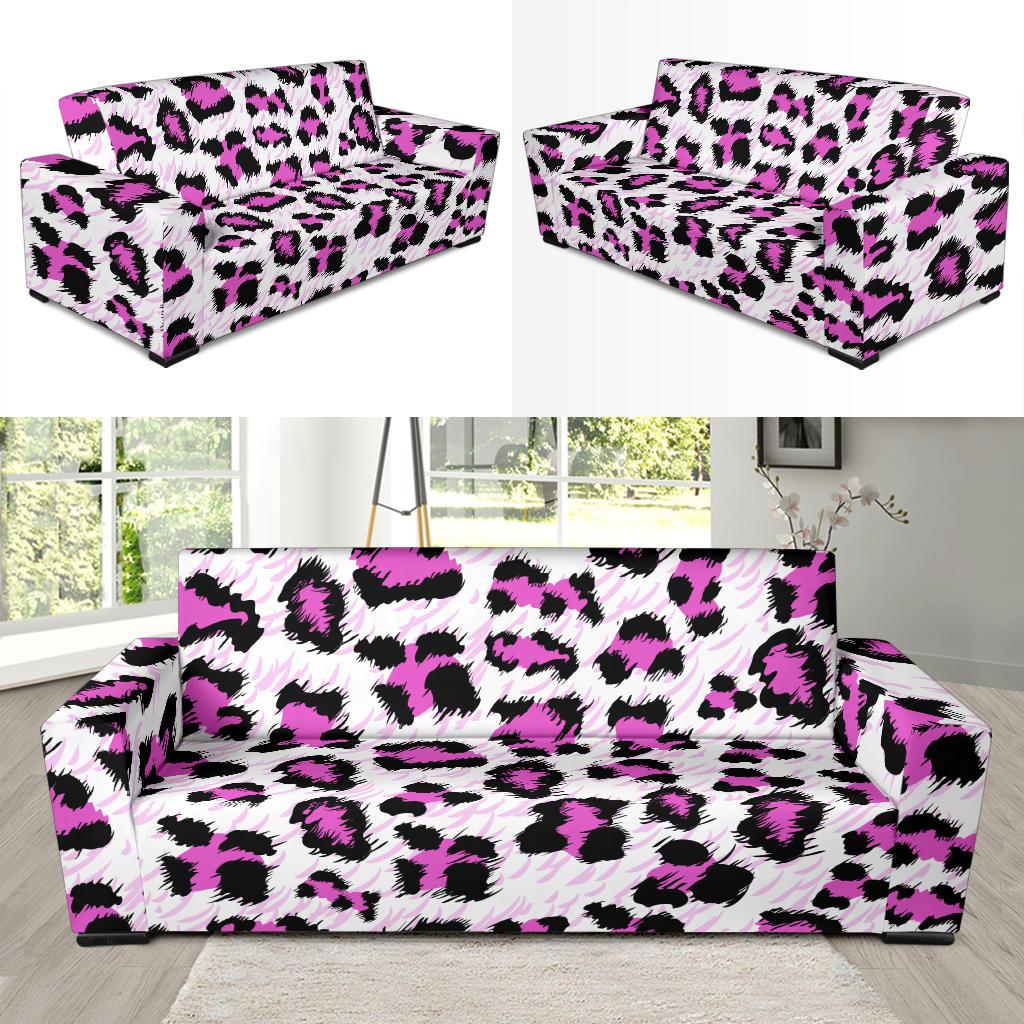 Leopard Pink Skin Print Sofa Slipcover-JTAMIGO.COM