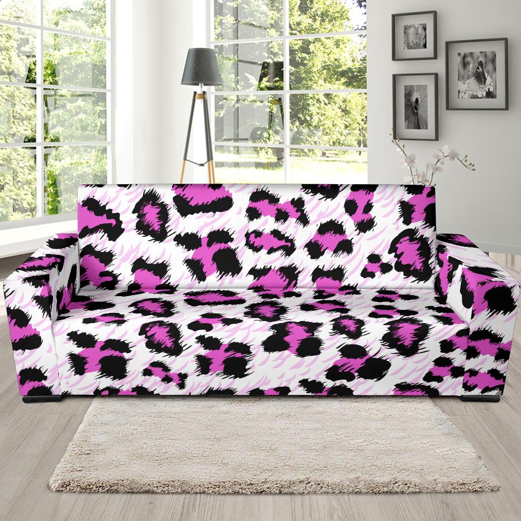 Leopard Pink Skin Print Sofa Slipcover-JTAMIGO.COM