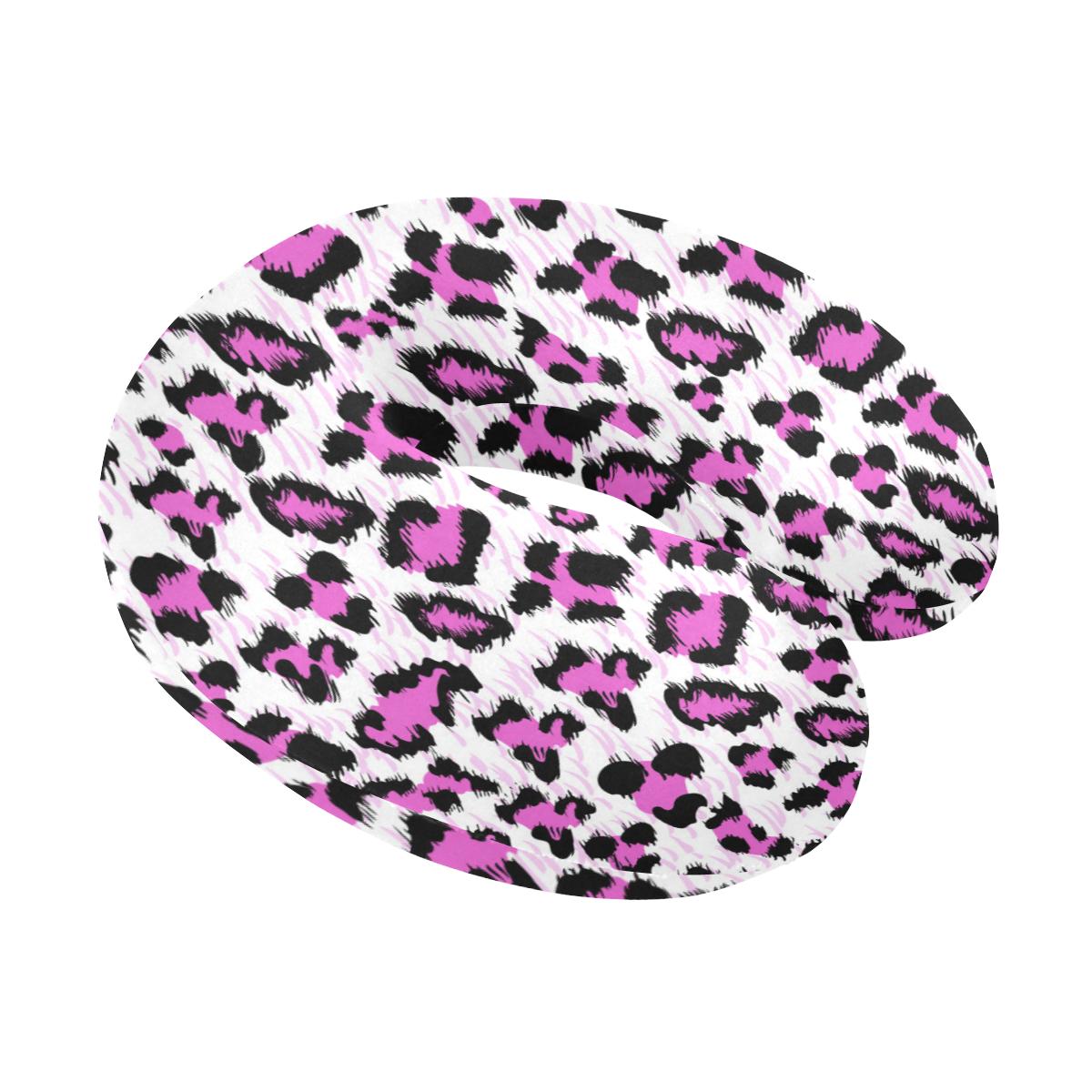 Leopard Pink Skin Print U-Shaped Travel Neck Pillow-JTAMIGO.COM