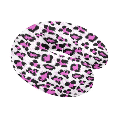 Leopard Pink Skin Print U-Shaped Travel Neck Pillow-JTAMIGO.COM