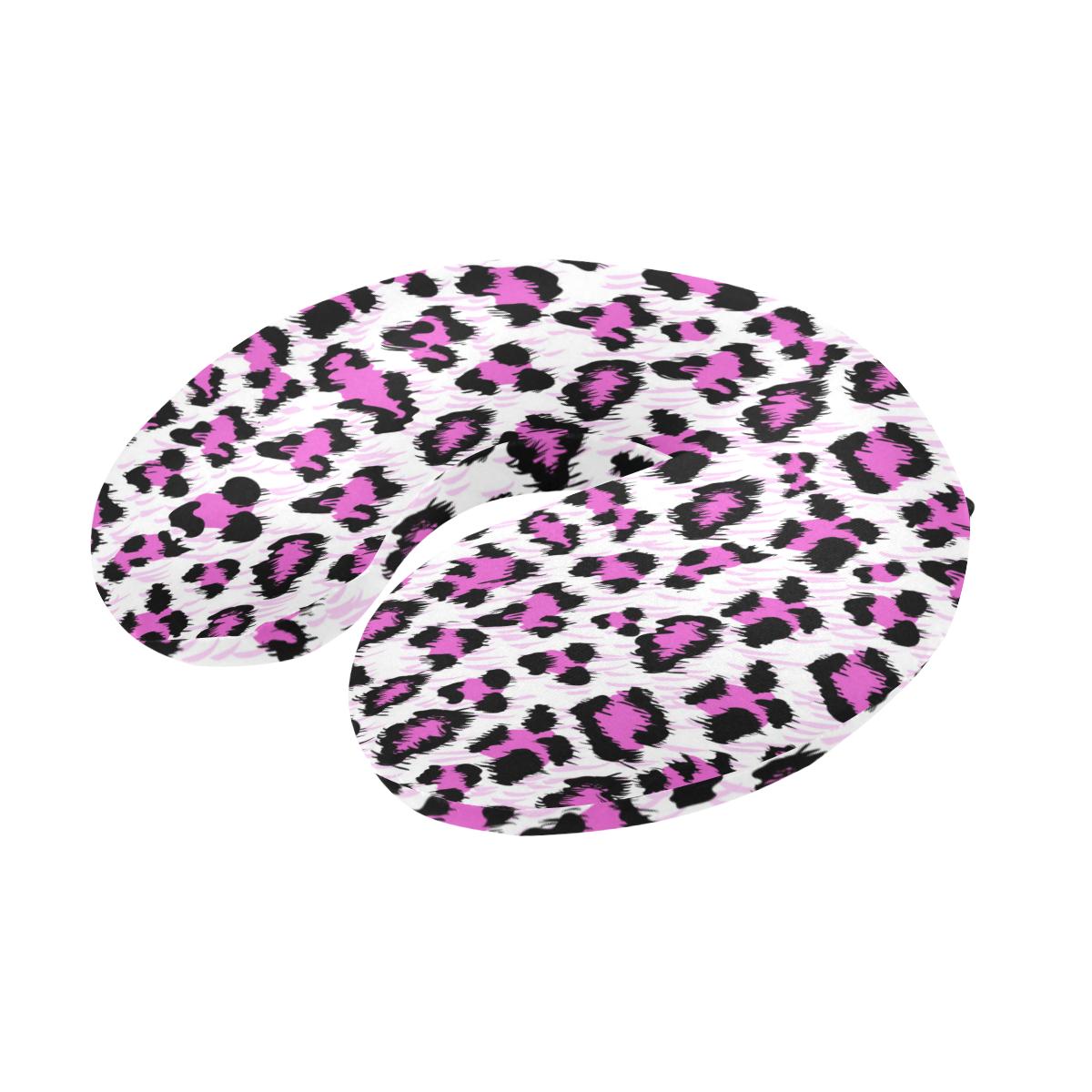 Leopard Pink Skin Print U-Shaped Travel Neck Pillow-JTAMIGO.COM