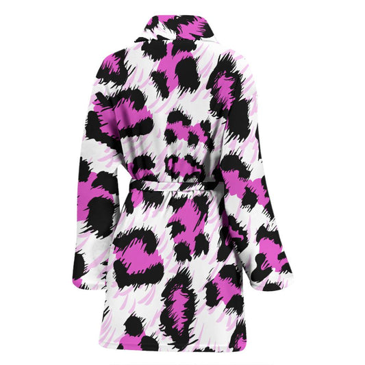 Leopard Pink Skin Print Women Bath Robe-JTAMIGO.COM