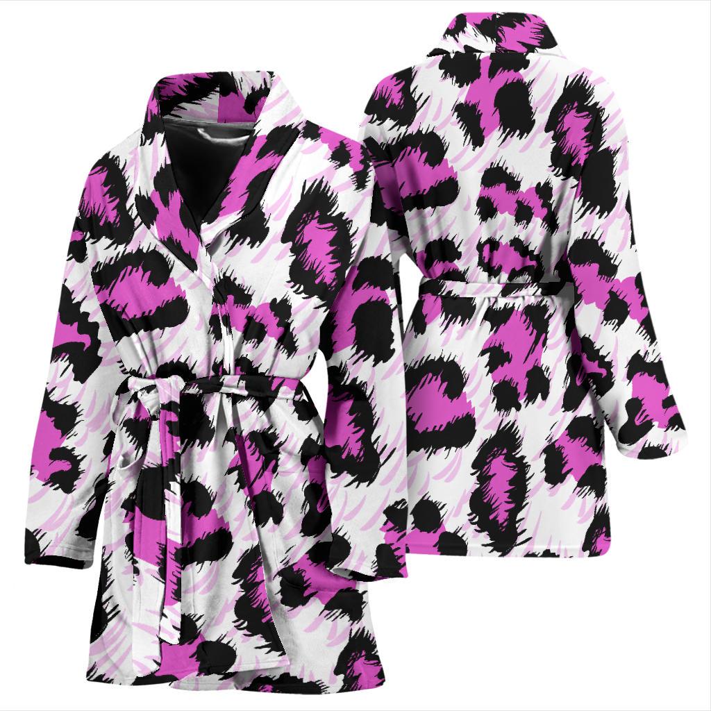 Leopard Pink Skin Print Women Bath Robe-JTAMIGO.COM
