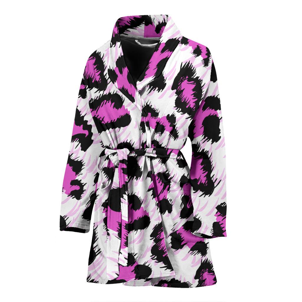 Leopard Pink Skin Print Women Bath Robe-JTAMIGO.COM
