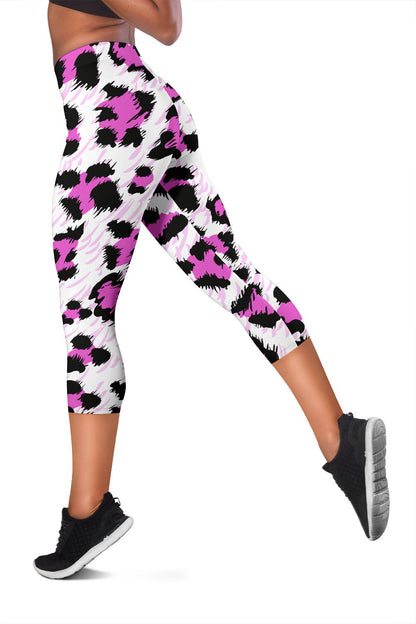 Leopard Pink Skin Print Women Capris