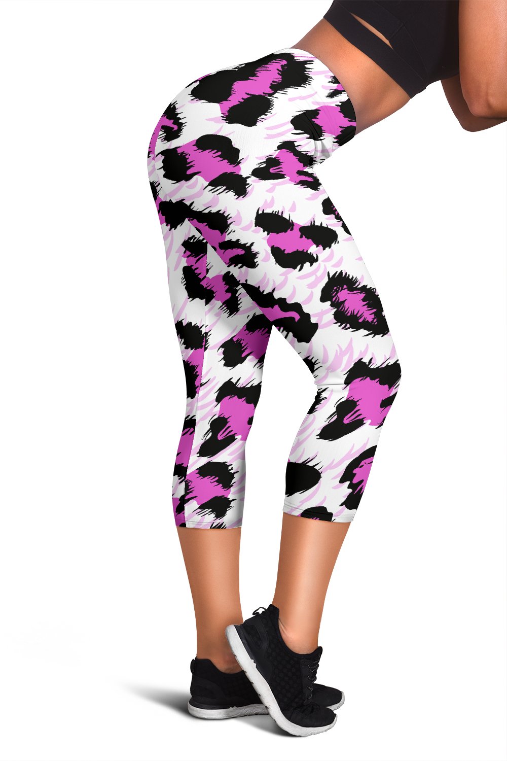 Leopard Pink Skin Print Women Capris