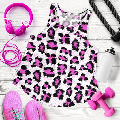 Leopard Pink Skin Print Women Racerback Tank Top