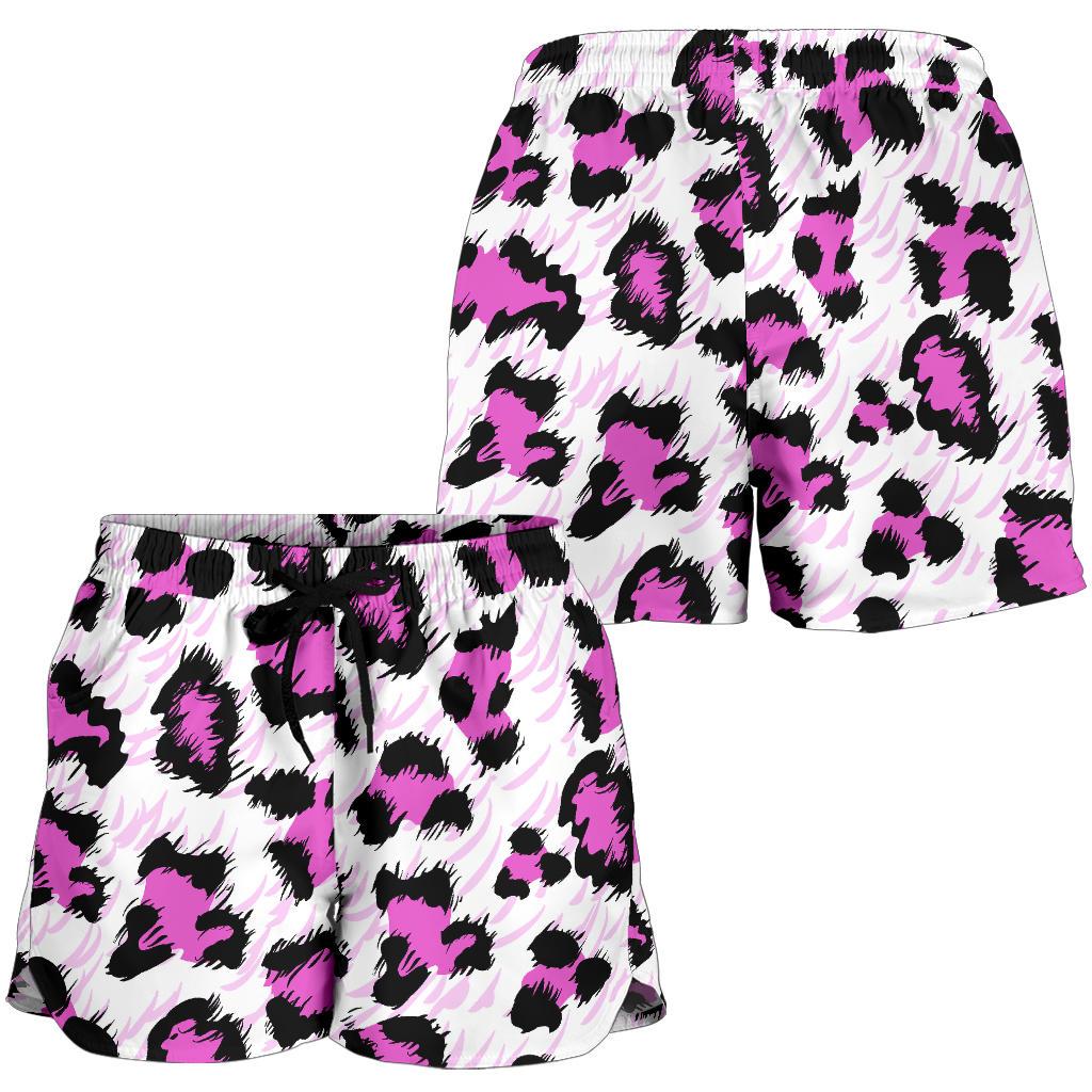 Leopard Pink Skin Print Women Shorts-JTAMIGO.COM