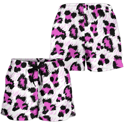 Leopard Pink Skin Print Women Shorts-JTAMIGO.COM