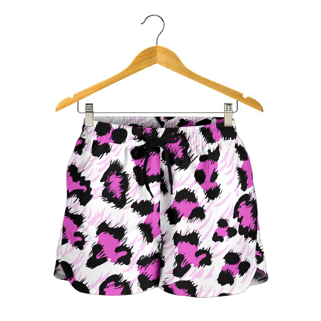 Leopard Pink Skin Print Women Shorts-JTAMIGO.COM